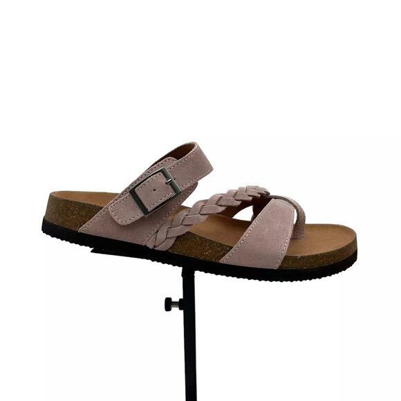 White Mountain Womens Leather Slide Sandals Size 9 Light Lavender Toe Loop Style - Picture 13 of 15